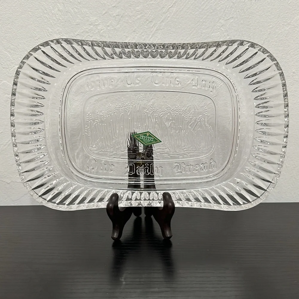 Shannon Crystal Ireland Handcrafted Lead Crystal Give Us This Day Bread Tray